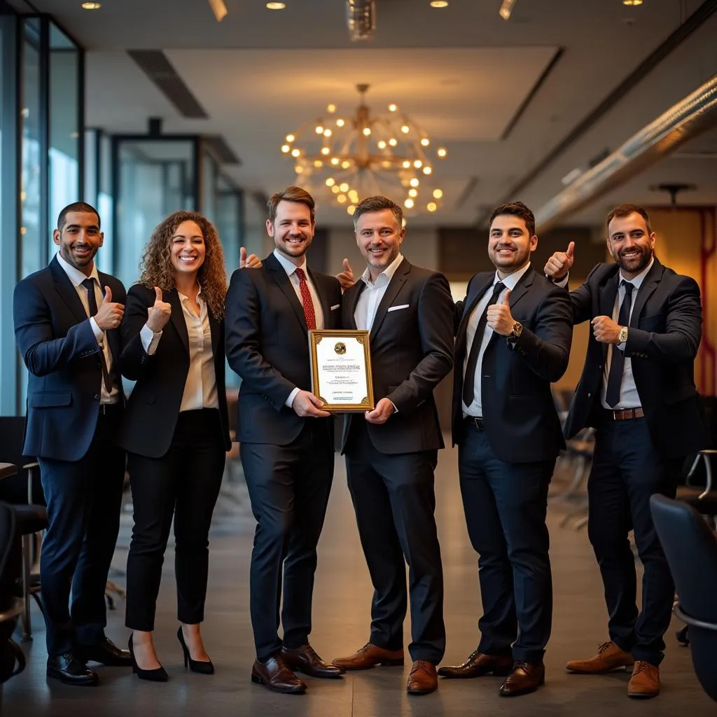 Equipo celebrando el premio a la innovación